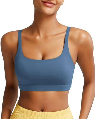 RUNNING GIRL High Impact Sports Bras for Women,Racerback Running Bra Workout Crop Tank Tops Longline Sports Bra(2993_Light Blue_XXL) | Amazon (US)