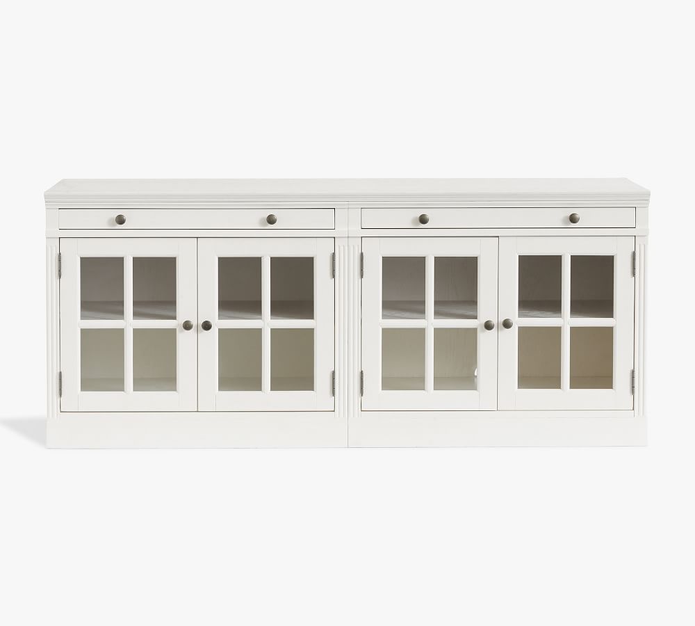 Livingston 70&amp;quot; Media Console with Glass Cabinets, Montauk White | Pottery Barn (US)