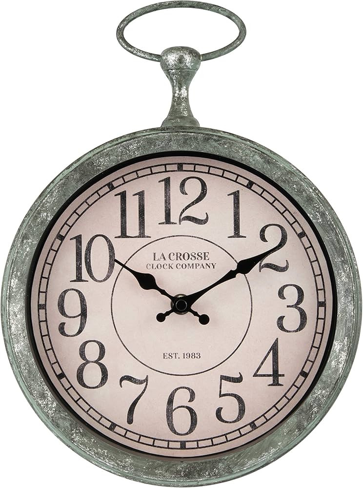 La Crosse 404-3828 9 Inch Pocket Watch Quartz Wall Clock, Green | Amazon (US)