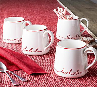 Sentiment Stoneware Assorted Mugs - Set of 4 | Pottery Barn (US)