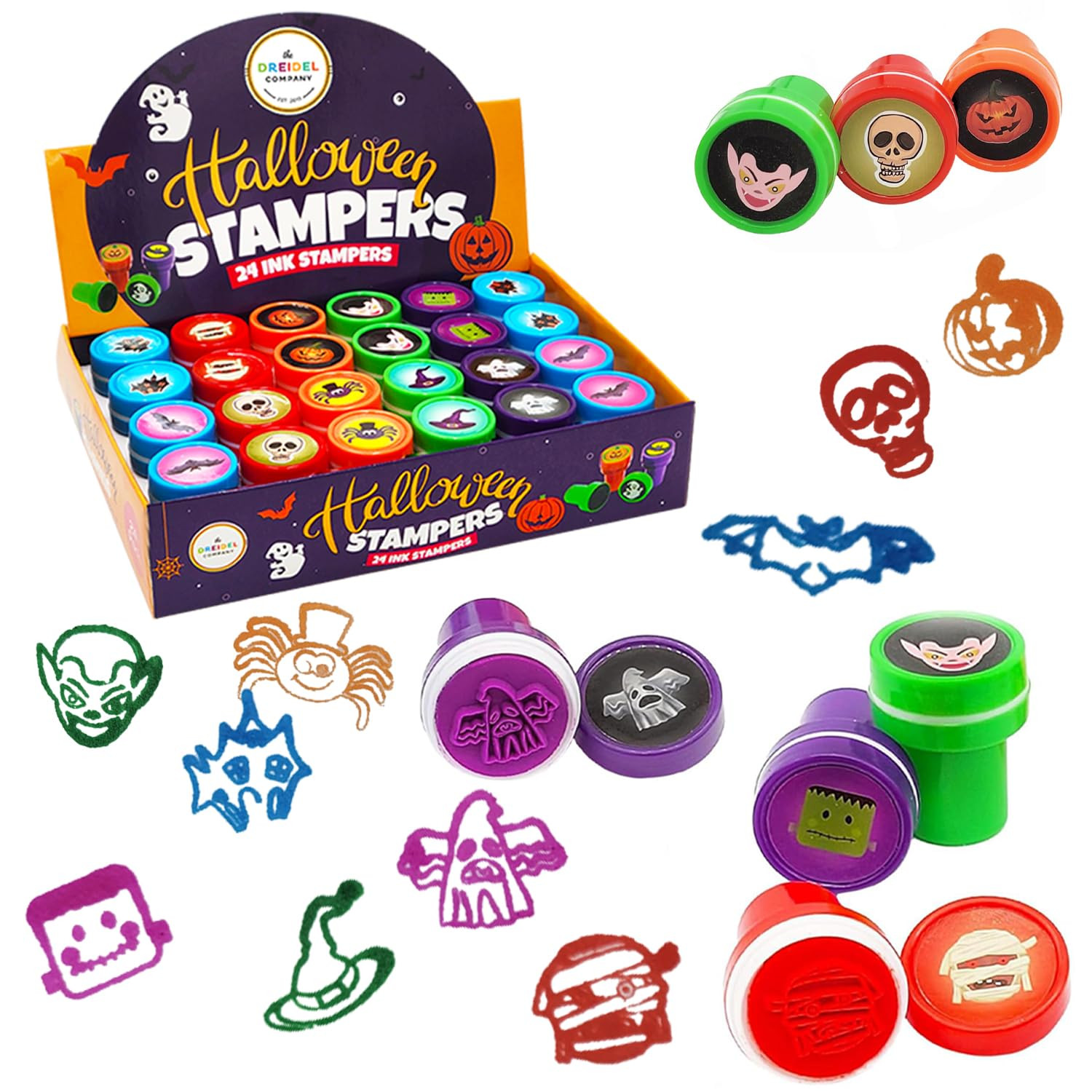 24 Pack Halloween Stampers Theme Self-Ink 1.4" Inch Stamps for Kids, Halloween Crafts Party Favor... | Amazon (US)