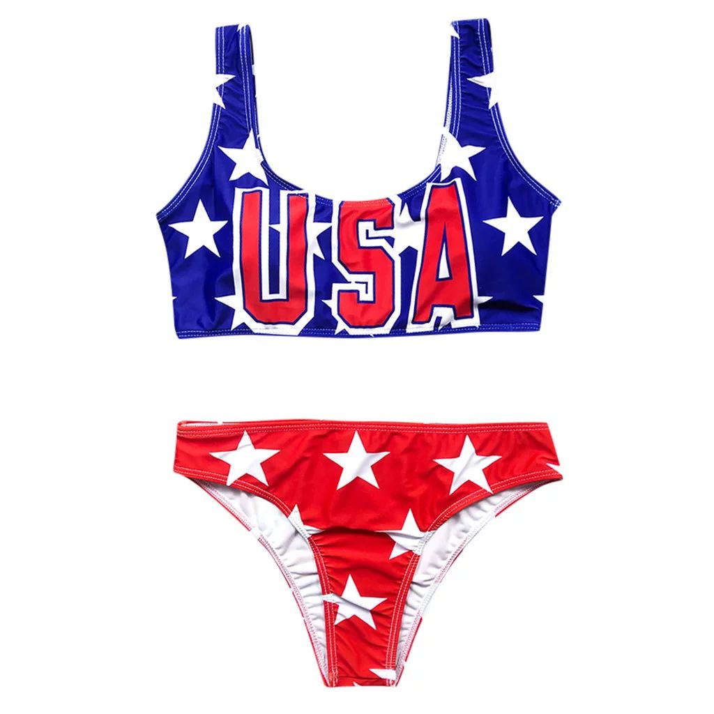 Bikini Sets Swimsuit for Women 4Th July Independence Day American Flag Print Push Up High Cut V N... | Walmart (US)