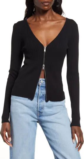 Shrunken Zip Detail Cardigan | Nordstrom