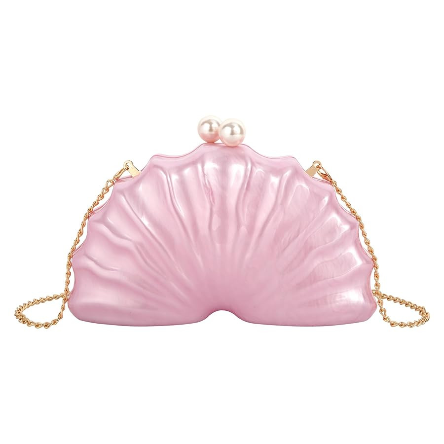 Women Seashell Evening Bag Purse Mermaid Chain Strap Clutch Handbag Shoulder Bag | Amazon (US)