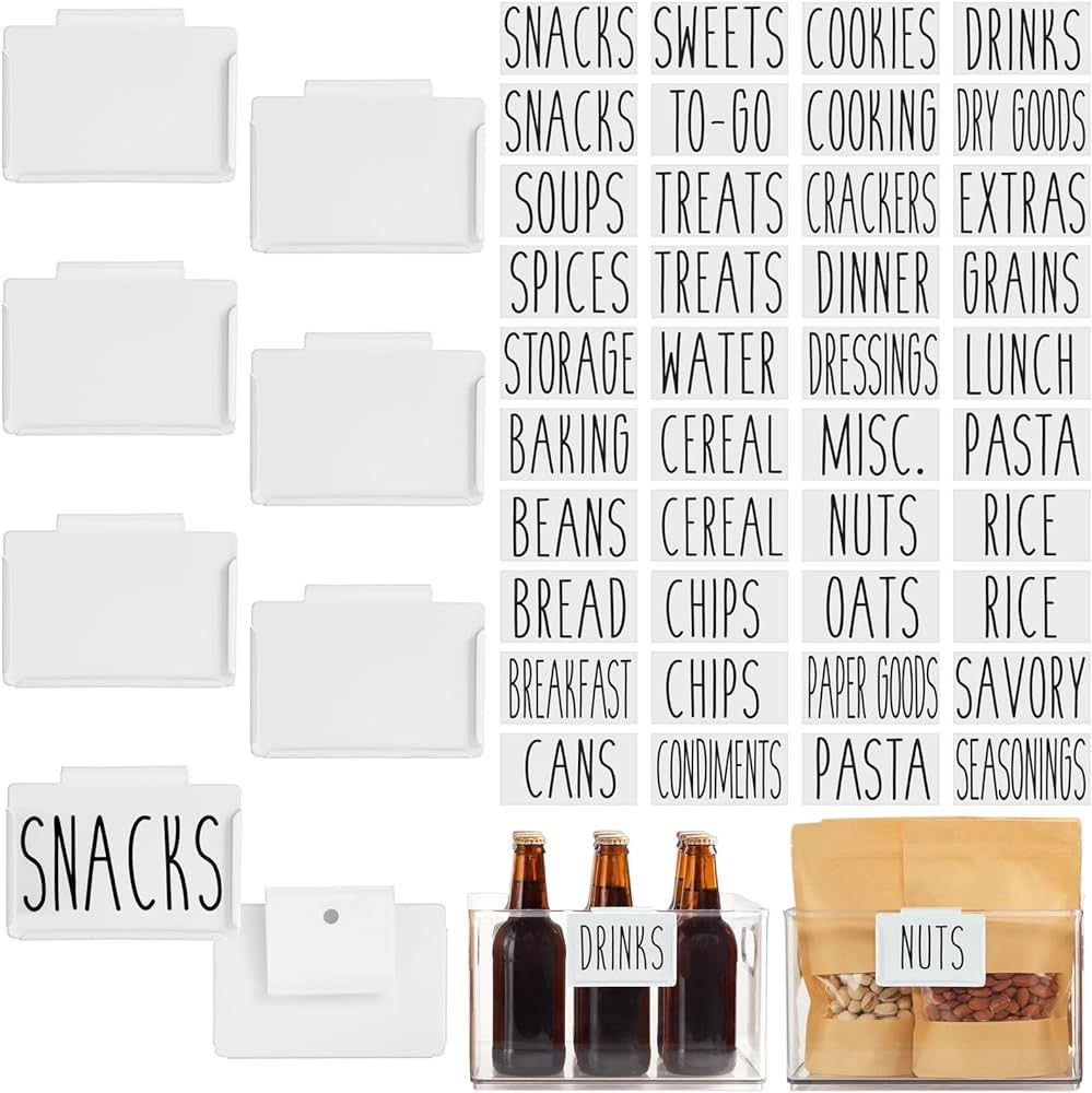 Talented Kitchen 8 Piece Metal Basket Labels Clip On Holders with 40 Labels for Kitchen Storage, ... | Amazon (US)
