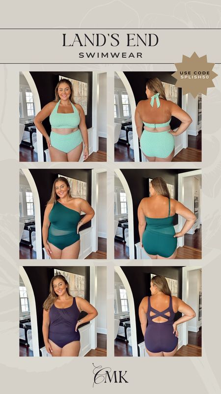 Land’s End swim 👙💫 use code SPLISH50 for 50% off swim & 40% off everything else. Wearing 1X in two-piece, 18 in green one-shoulder, 16 DDD in purple one-piece. 

#LTKmidsize #LTKSeasonal #LTKswim