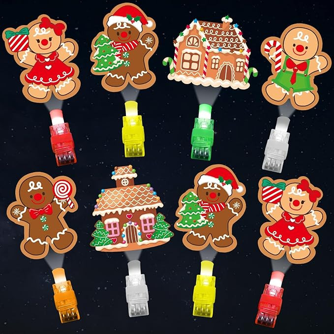 36Pcs Christmas LED Finger Lights Gingerbread Man Party Favors Glow in the Dark Light Up Finger L... | Amazon (US)
