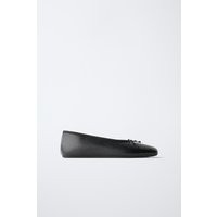 Zara - Leather Bow Ballet Flats - Black - 6,5 (25,6 Cm) - Kids | Zara UK