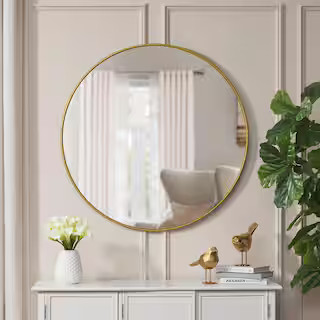 Extra Large Round Gold Classic Accent Mirror (35 in. Diameter) | The Home Depot