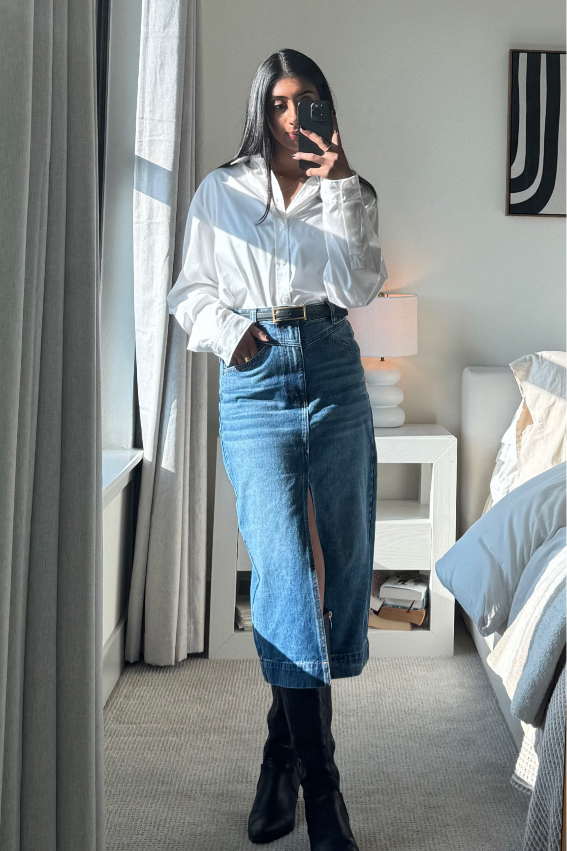 Classic work outfit ft a midi denim skirt and a button down

#LTKfindsunder100 #LTKSpringSale #LTKSeasonal