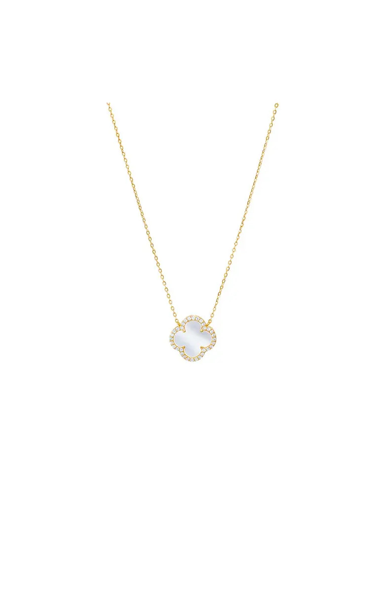 Pave Colored Stone Clover Necklace | Nordstrom