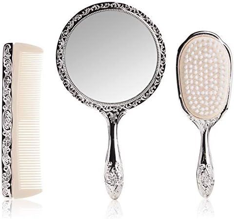 3 pc Silver Chrome Girls Vanity Set Comb Brush Mirror. | Amazon (US)