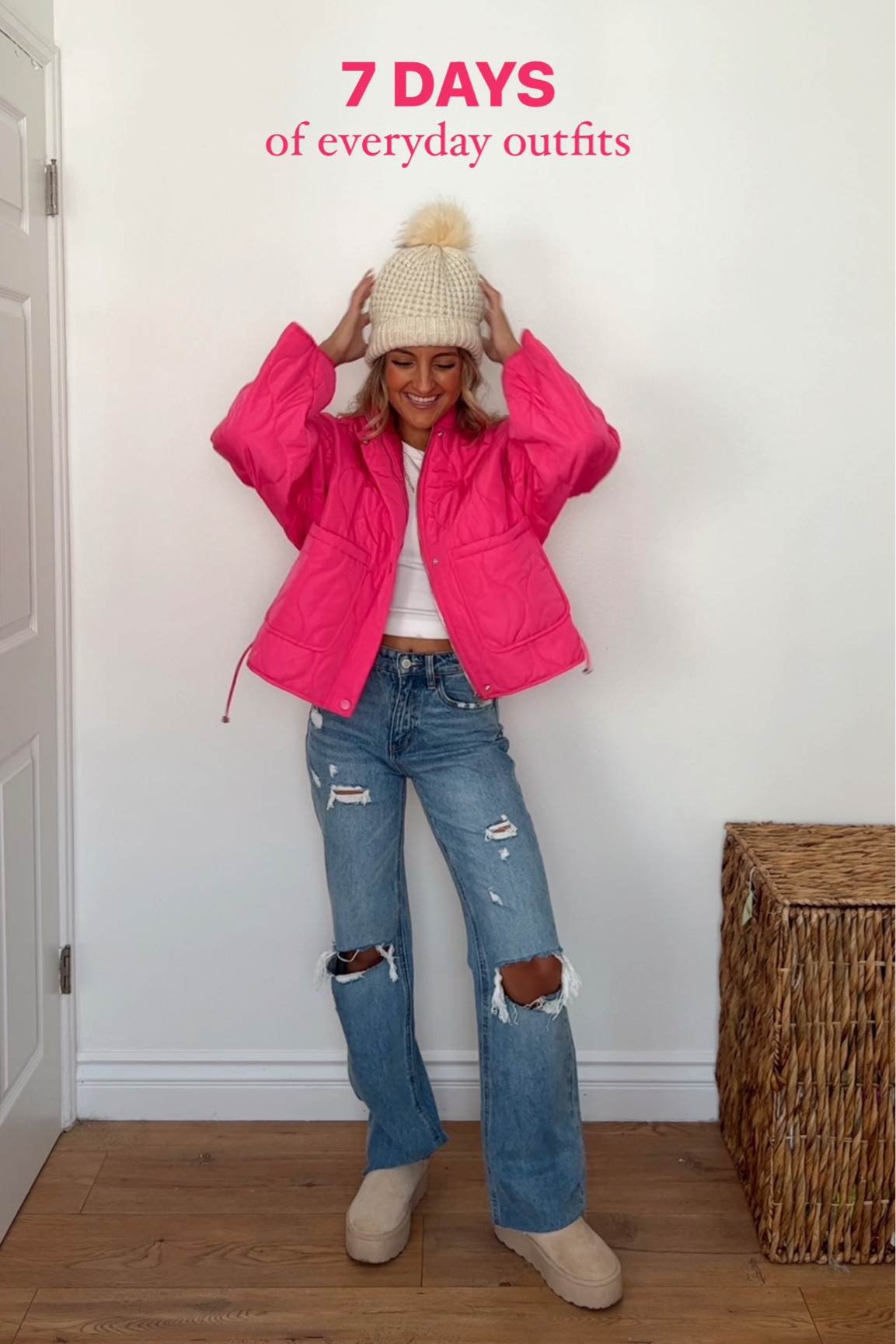 7 days of everyday outfits - the best straight leg jeans (TTS wearing 24) and free people puffer dupe 💕