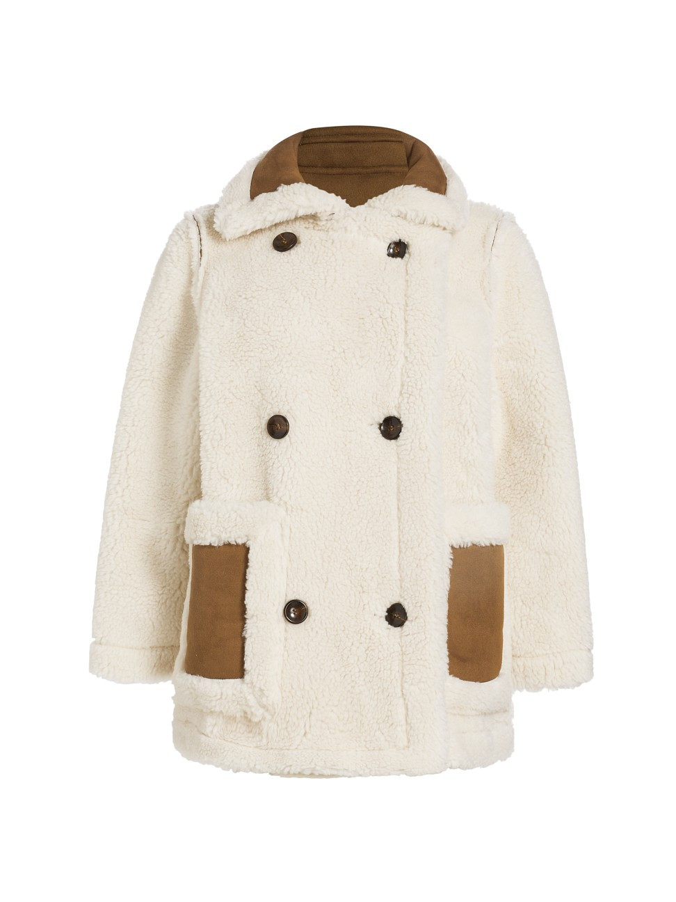 Women's Quincy Sherpa Double-Breasted Coat - Natural - Size Large | Saks Fifth Avenue