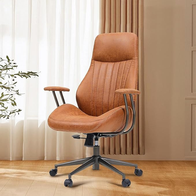 Mid Century Modren Office Chair - High Back Swivel Executive Chair with Lumbar Support,Ergonomic ... | Amazon (US)