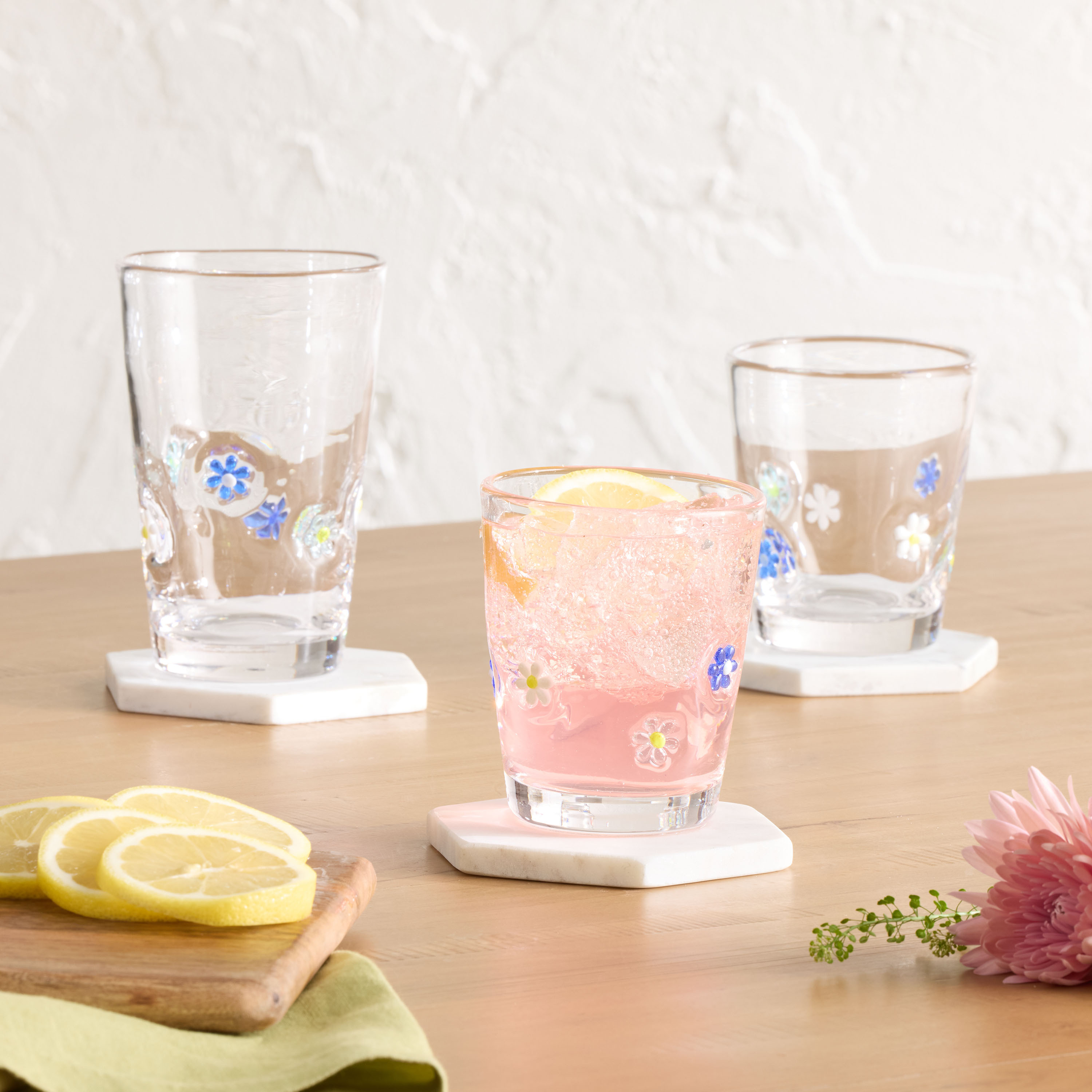 Charm Blue Daisy Inlay Glassware Collection | World Market