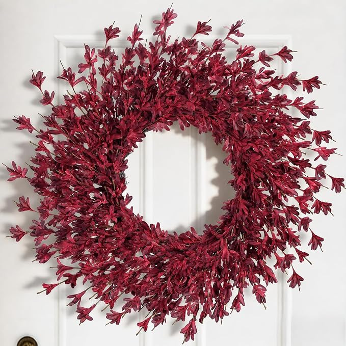 26" Fall Wreaths for Front Door Outside Large Autumn Wreath Burgundy | Amazon (US)