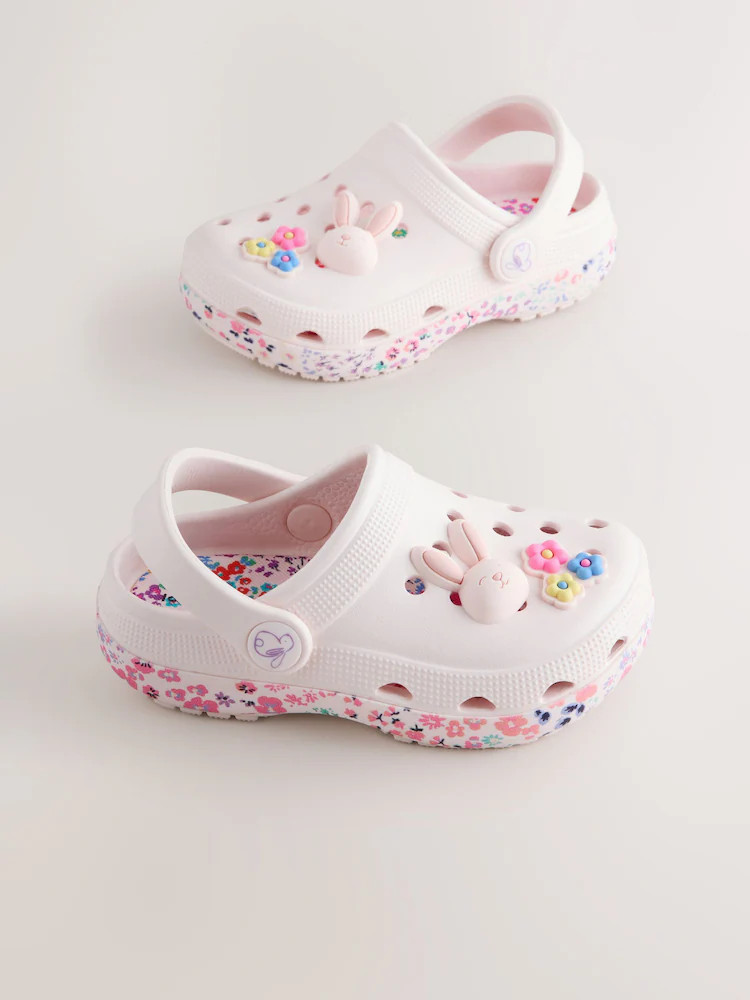 White/Pink Bunny Character Clogs | Next US