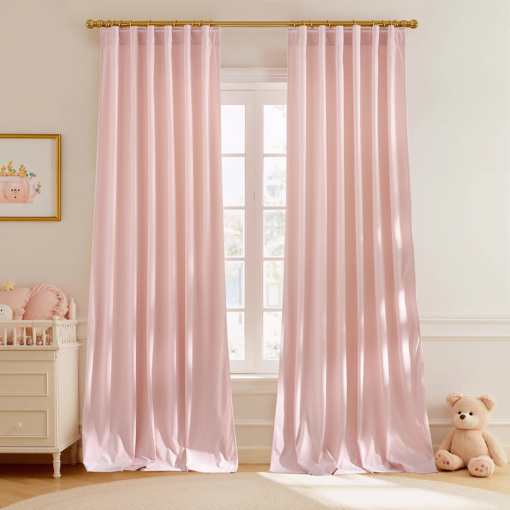 StangH Baby Pink Velvet Curtains 84 inches, Luxury Room Darkening Curtains for Bedroom, Living Ro... | Walmart (US)