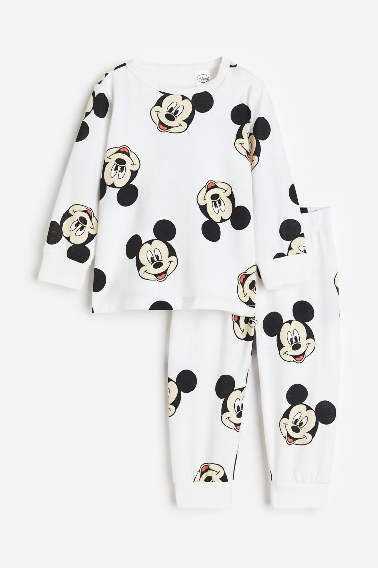 Printed Cotton Pajamas - White/Mickey Mouse - Kids | H&M US | H&M (US + CA)