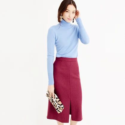 Petite A-line midi skirt in double-serge wool | J.Crew US