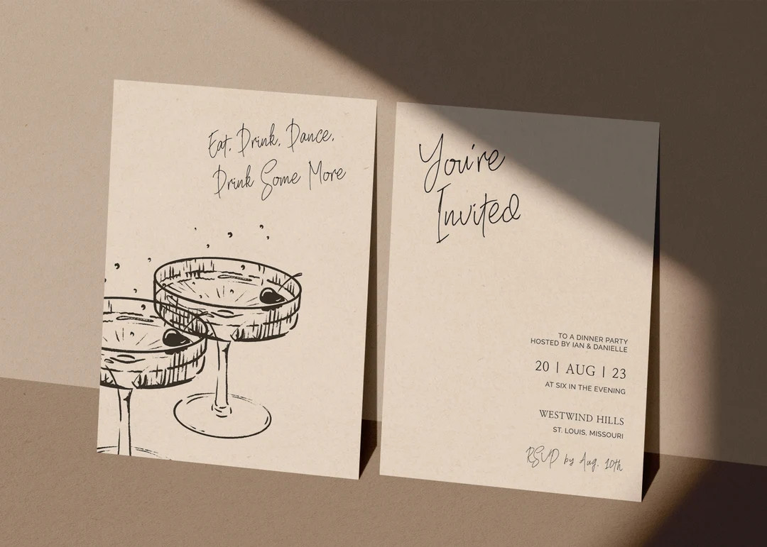 Cheers Dinner Party Invite INSTANT DOWNLOAD Rehearsal Dinner Event or Birthday Invitation Printab... | Etsy (US)