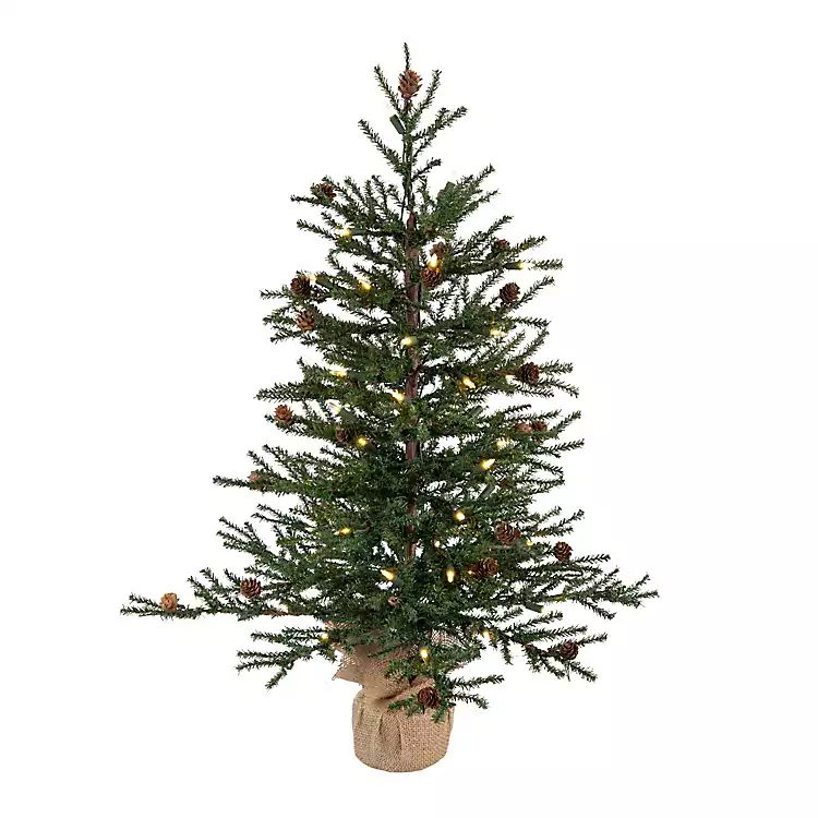 Pre-Lit Carmel Pine Burlap Christmas Tree, 30 in. | Kirkland's Home