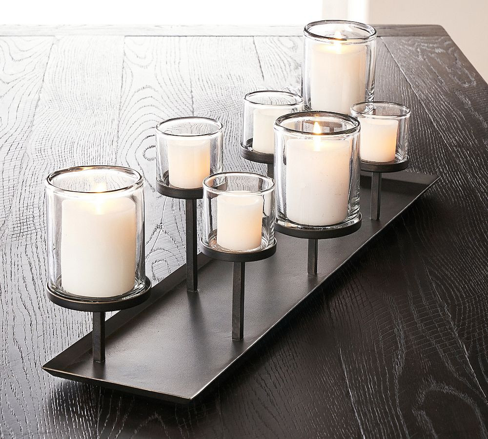 Draper Bronze Pillar Candleholder Centerpiece | Pottery Barn (US)