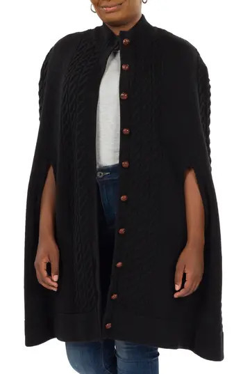 Patricia Nash Cable Knit Cape in Black at Nordstrom Rack | Nordstrom Rack