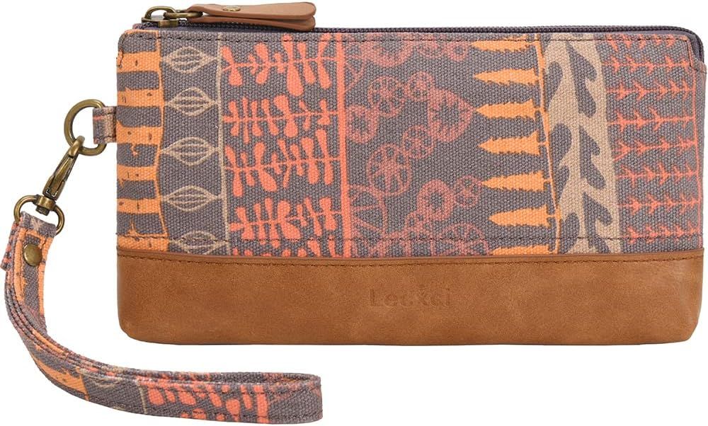 Canvas Wristlets Bag Clutch Purses Wallet Slim Credit Card Holder Clutch with Removable Strap Cel... | Amazon (US)