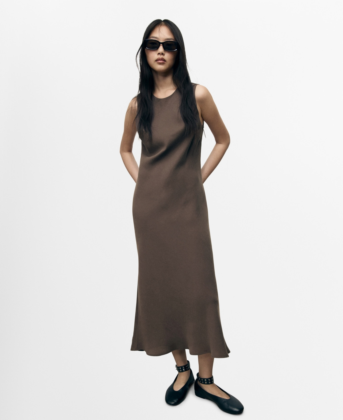 Mango Women's Modal Midi-Dress - Brown | Macy's