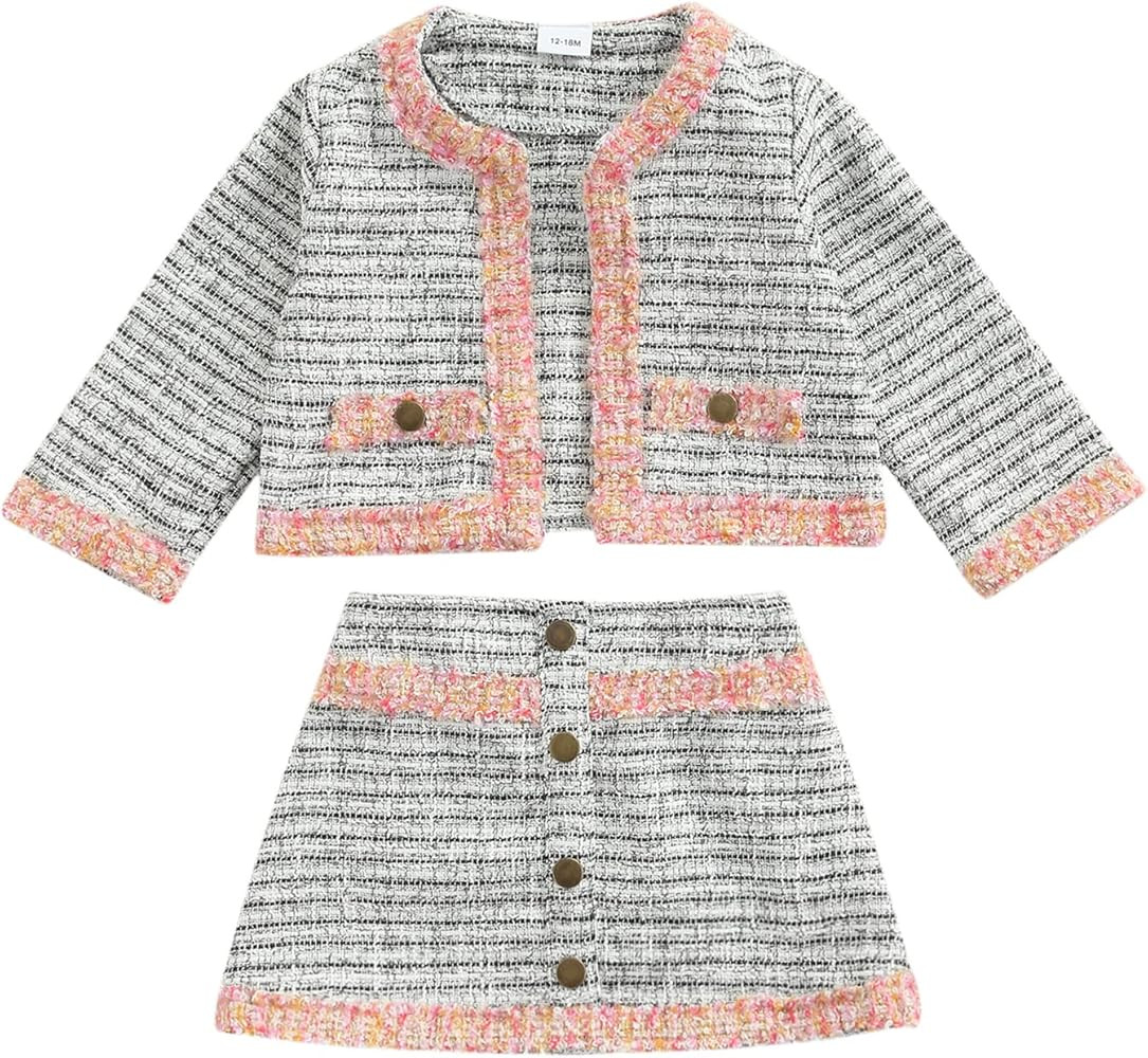 Toddler Newborn Baby Girl Skirt Cute Fashion Outfits Long Sleeve Cardigans Plaid Floral A-line Mesh  | Amazon (US)