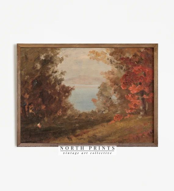 Autumn Lake Painting | Fine Art Vintage Landscape Wall Art |Fall PRINTABLE Digital Art | 880 | Etsy (US)
