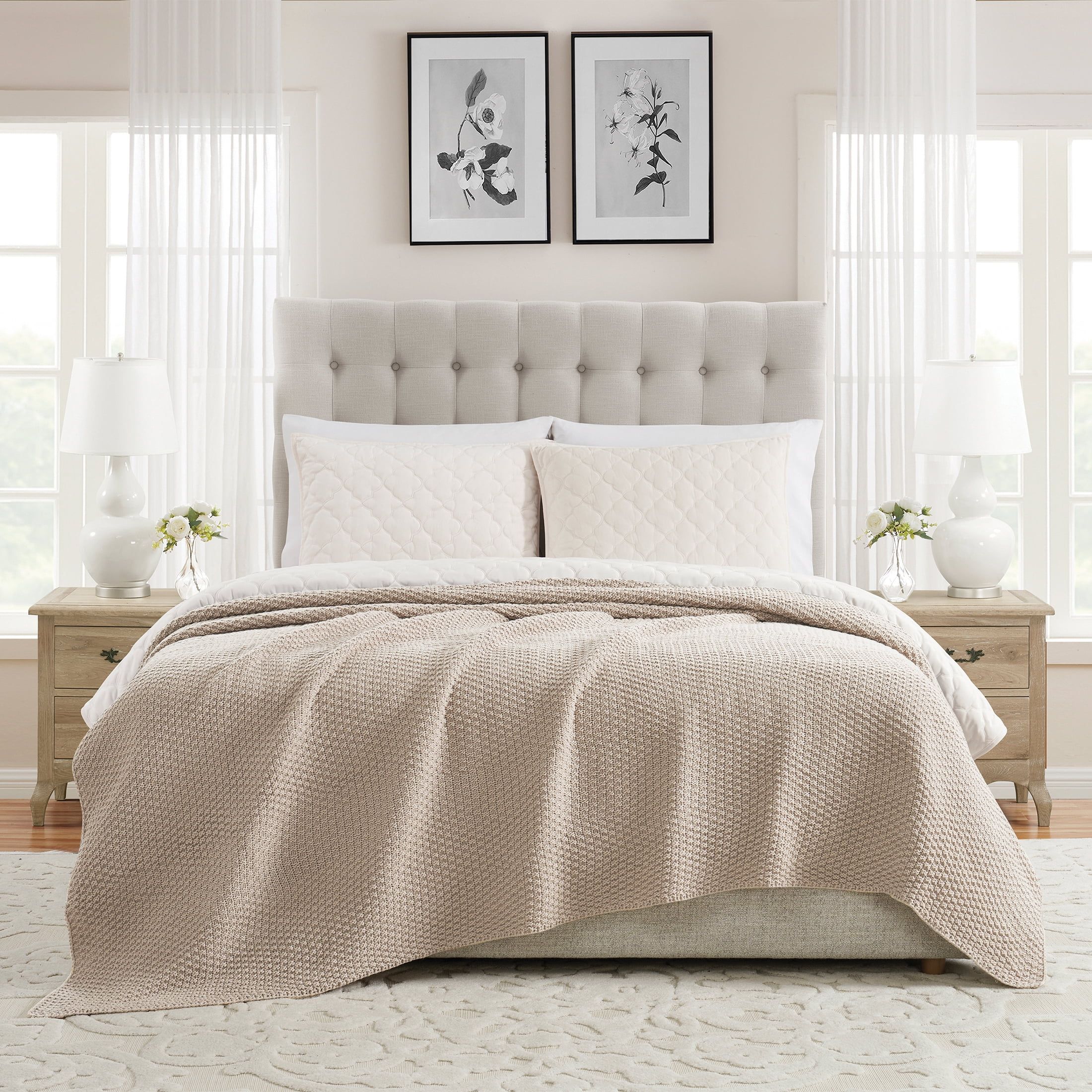 My Texas House Harper Taupe Acrylic Chunky Sweater Knit Oversize Bed Blanket | Walmart (US)