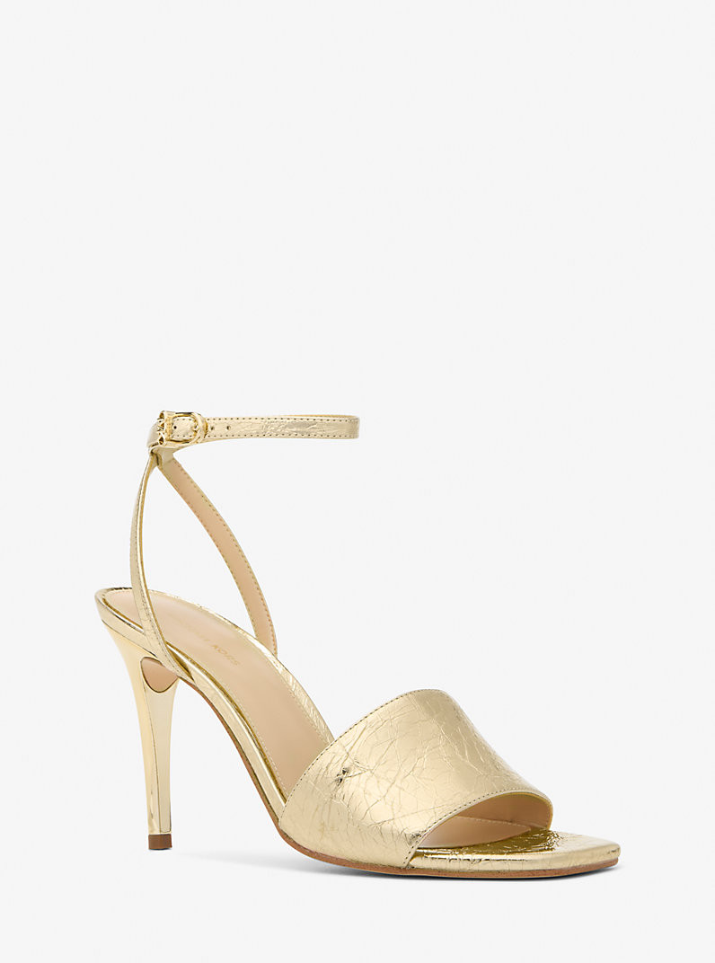 Elyse Crackled Metallic Leather Sandal | Michael Kors US