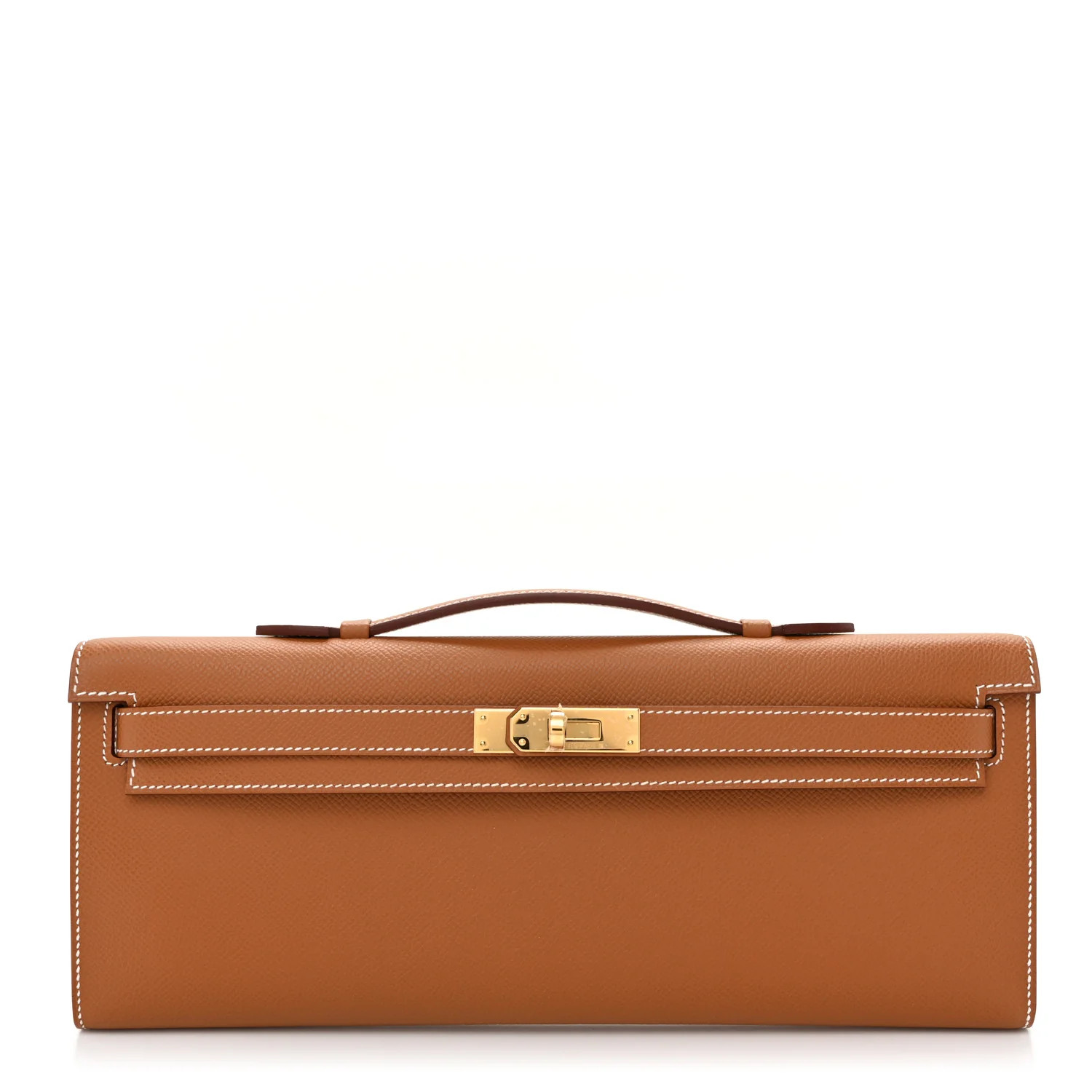 Epsom Kelly Cut Clutch Pochette Gold | FASHIONPHILE (US)