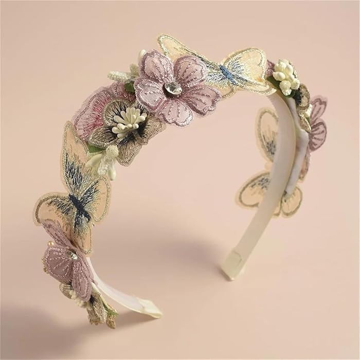 Handmade Butterfly Flower Girls Pink Fashionable Simulated Mesh Flower Headband For Women, Girls ... | Amazon (US)
