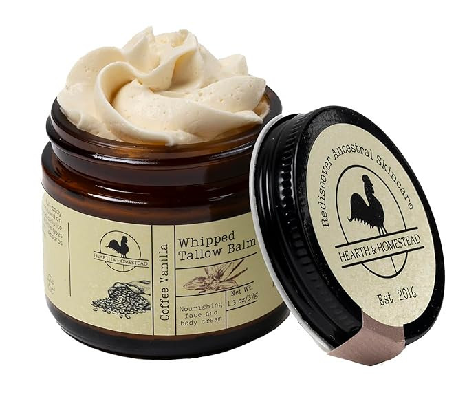 Hearth and Homestead: Handmade Whipped Tallow Balm (Coffee Vanilla) - Organic Body Butter with In... | Amazon (US)