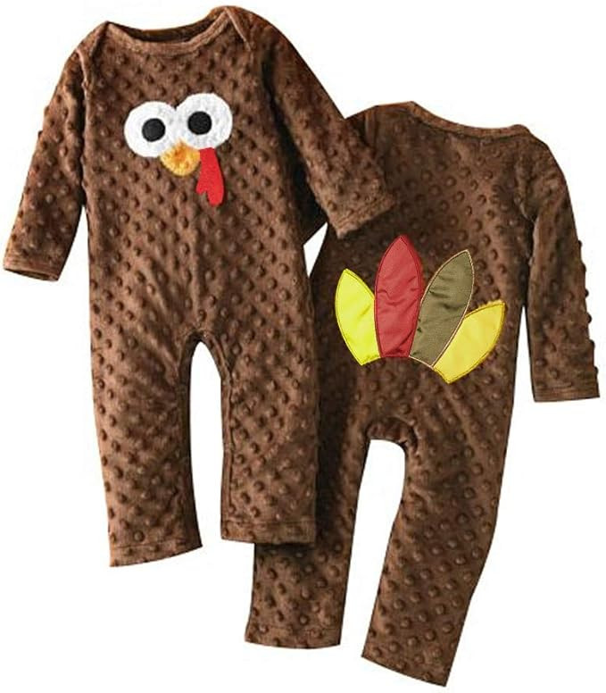 Amazon.com: Viworld Baby Boy Girl Thanksgiving Romper Toddler Turkey Jumpsuit One-Piece Fall Wint... | Amazon (US)