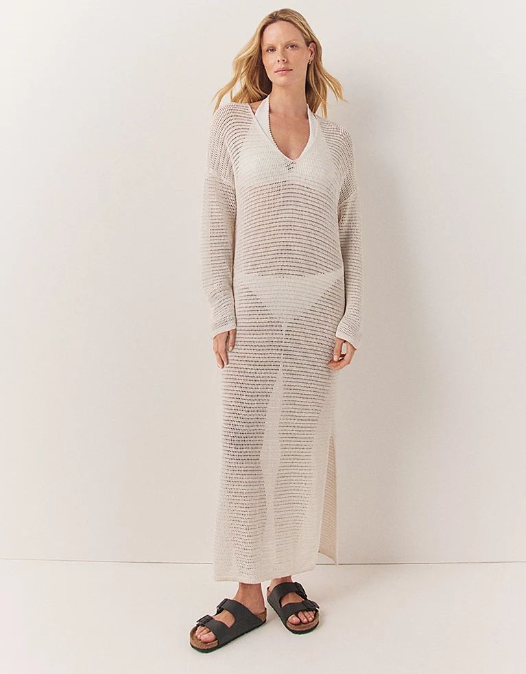 Linen Rich Crochet Knitted Dress | The White Company (UK)