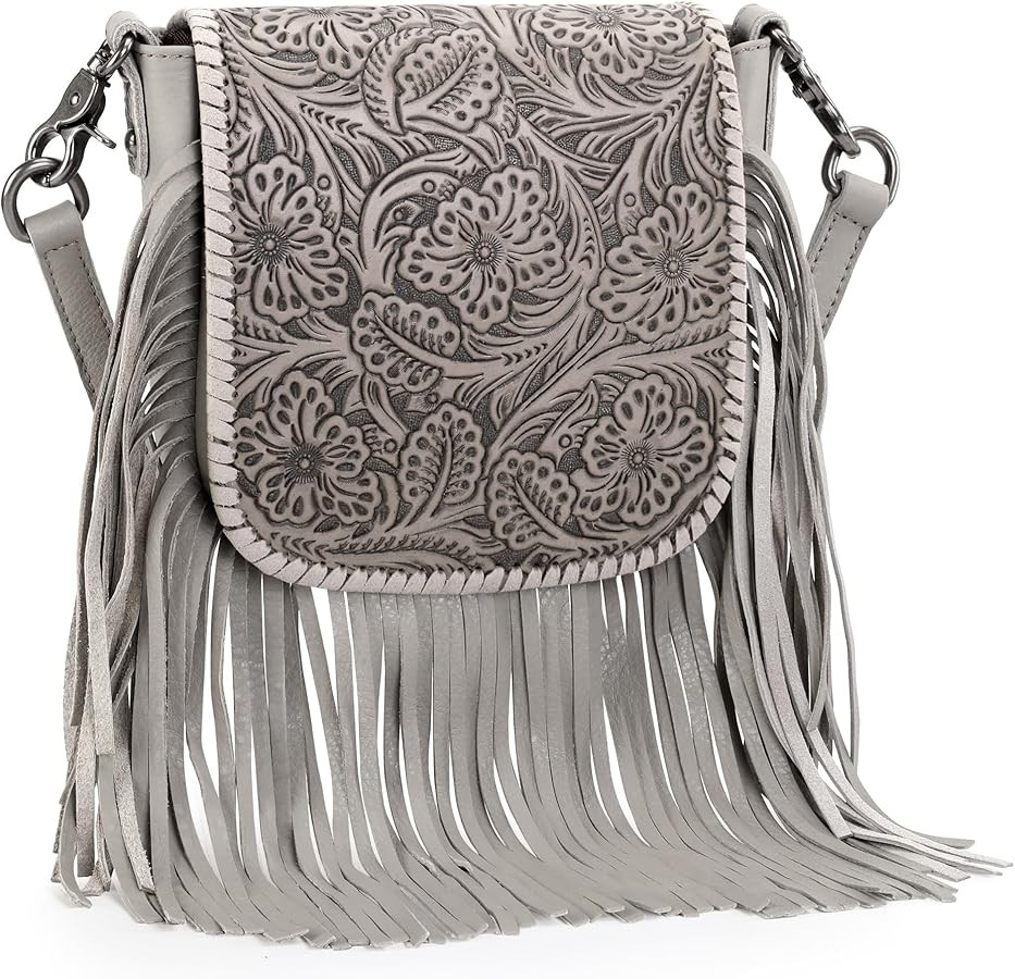 Women's Crossbody Handbags Western Purses for Women Small Crossbody Bags Tooled Leather Fringe Pu... | Amazon (US)