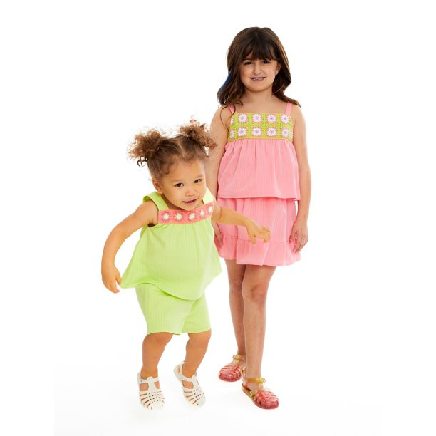 Wonder Nation Toddler Girls Top and Skirt Set, 2-Piece, Sizes 12M-5T | Walmart (US)