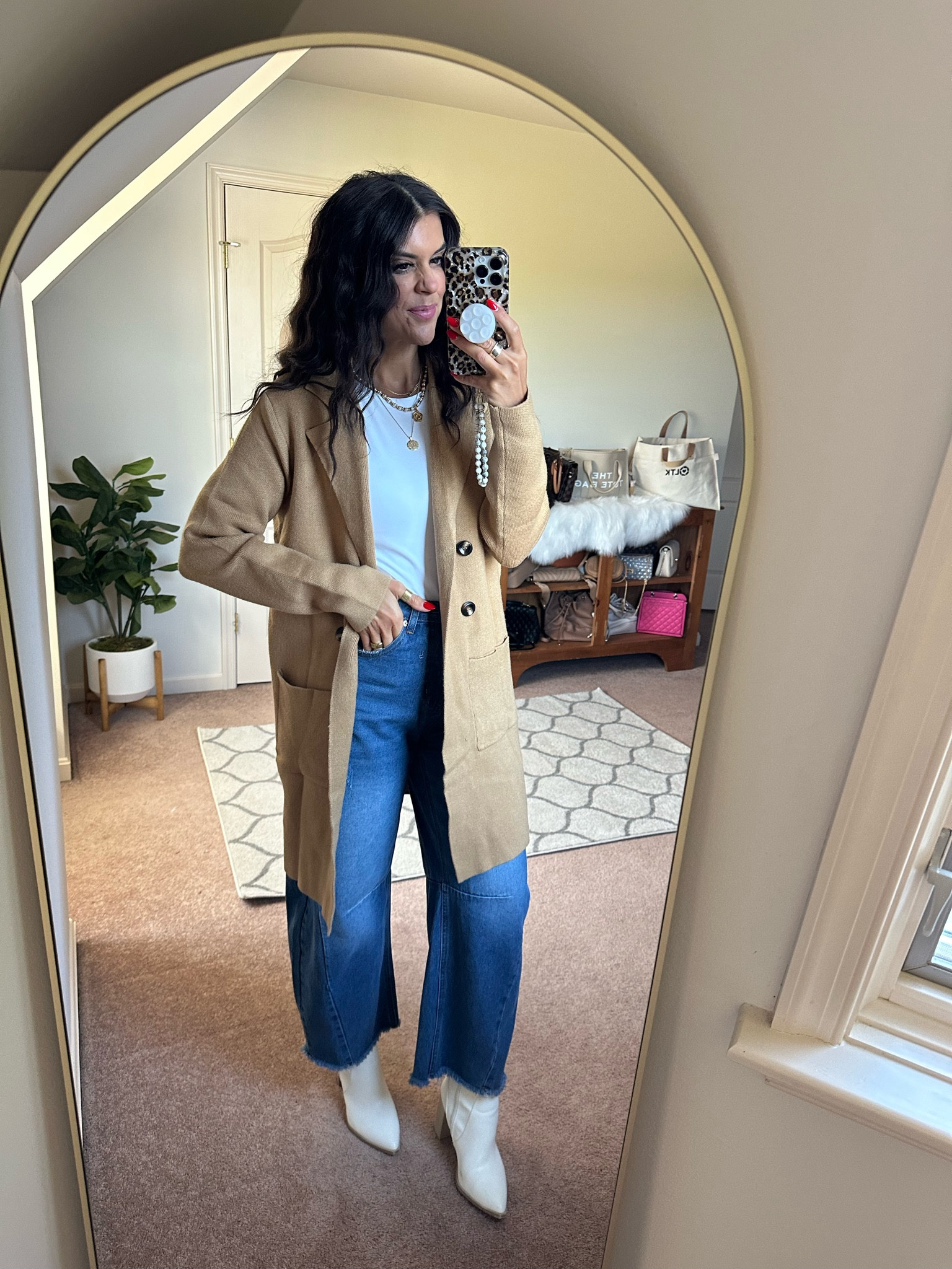 Great cardigan sweater! Wearing a small in the bodysuit and sweater. Jeans are a size 4 and boots are true to size!

#LTKSeasonal #LTKFindsUnder100