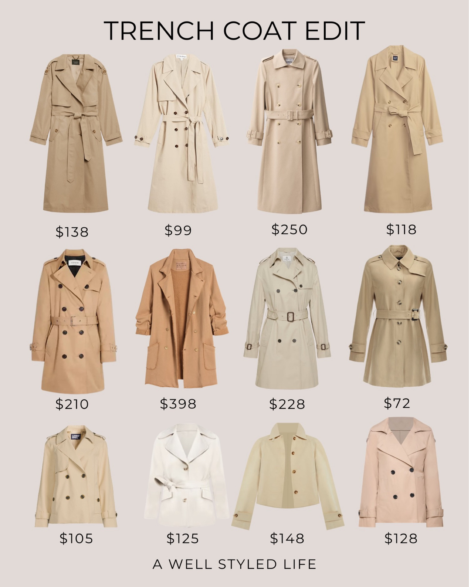 Trench Coat Edit

The timeless trench is a must-have layering piece that elevates any look. Shop my fave styles now! #LTKFinds #WardrobeStaple


#Fashionover50 #LTKOver50Style #fashion #outfitinspiration #trenchcoat #shorttrenchcoat #trench #LTKFinds #WardrobeStaple

#LTKSeasonal #LTKStyleTip #LTKOver40