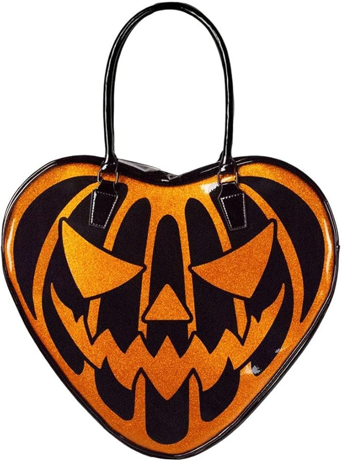 Jack-o-Lantern Face Bag Pumpkin Glitter Halloween Heart Handbag Large Purse Multicolor | Amazon (US)