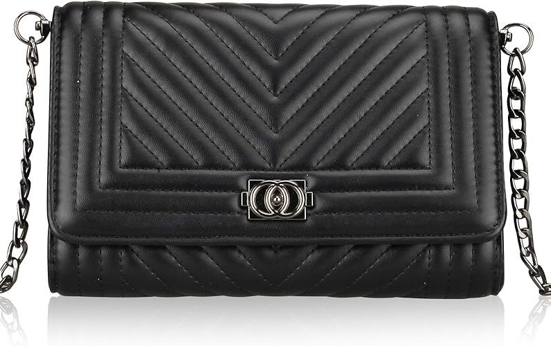 Luxury Black Women Leather Crossbody Bag for phone Purse Wallet Small Designer Shoulder Bag Handb... | Amazon (US)