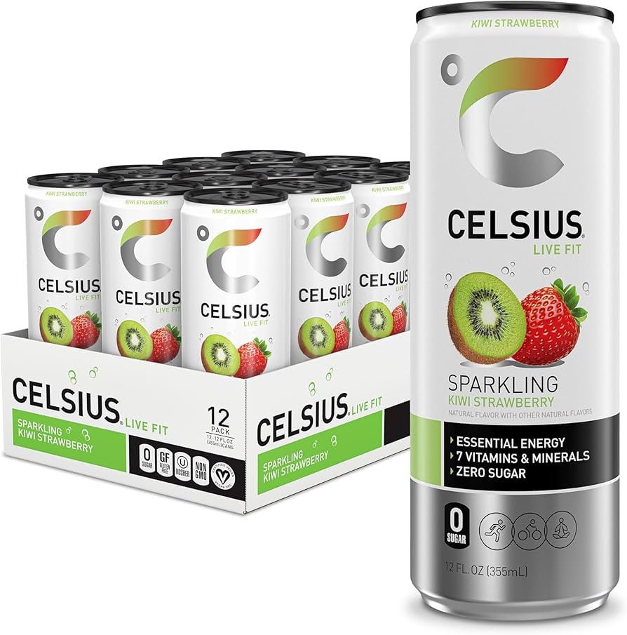 CELSIUS Sparkling Kiwi Strawberry, Sugar Free Energy Drink, 12 Fl Oz (Pack of 12) | Amazon (US)