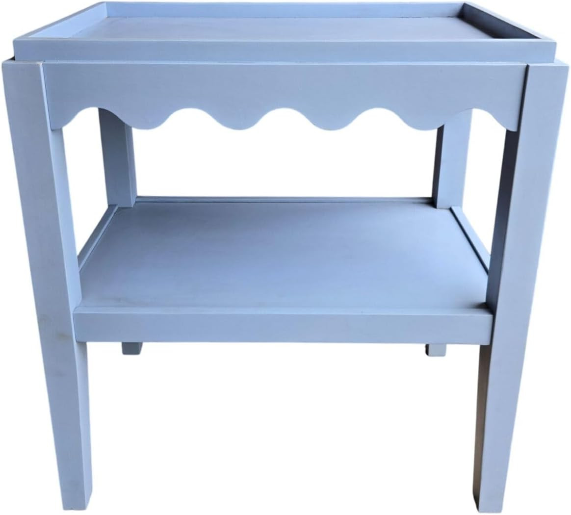 Carolina Chair & Table Rectangular Side Table, Mango Wood, Decorative Scallop Edge, 17L x 28W x 28H inches (Light Blue) | Amazon (US)
