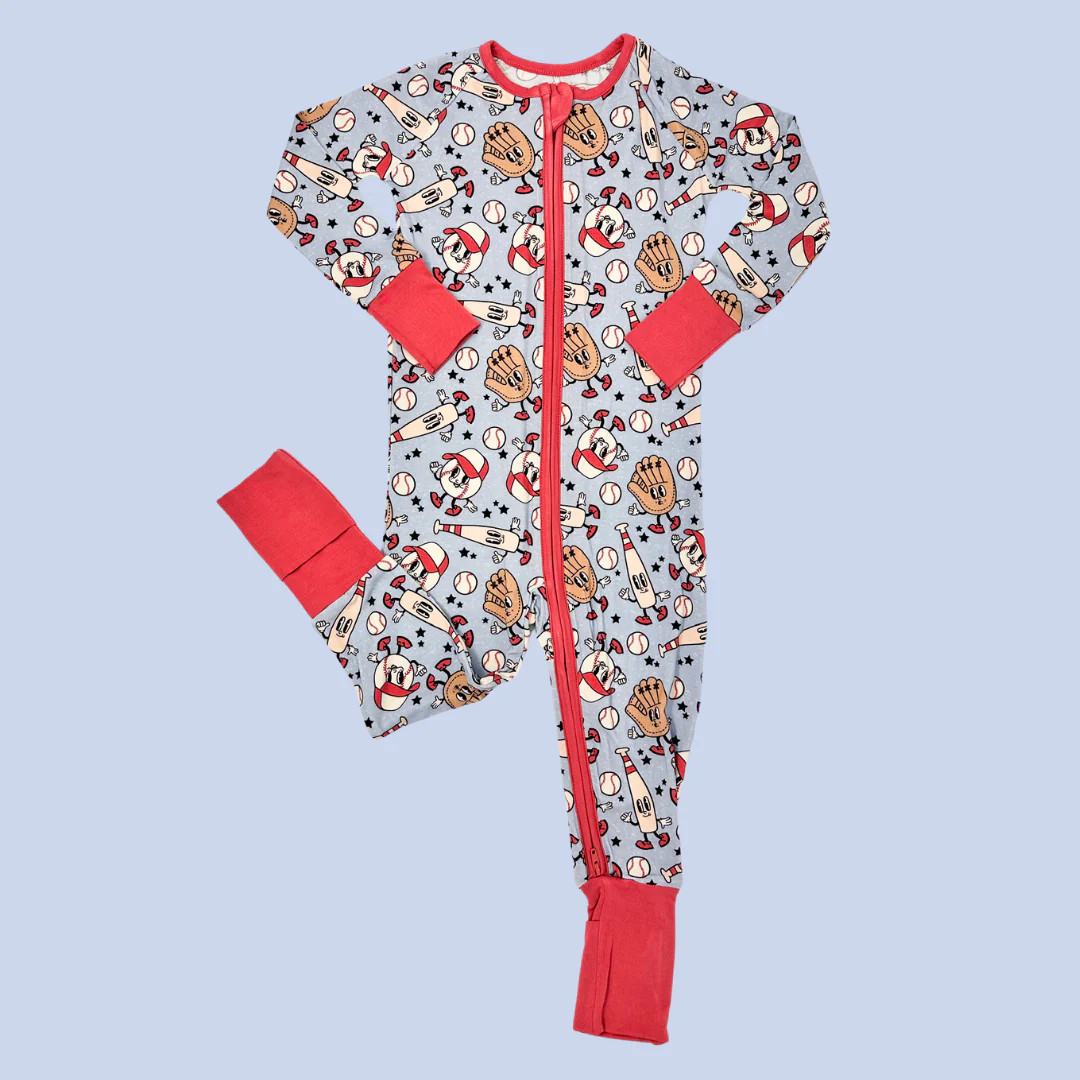 Baseball Pals Premium Zipper Romper | Poppy Kids Co
