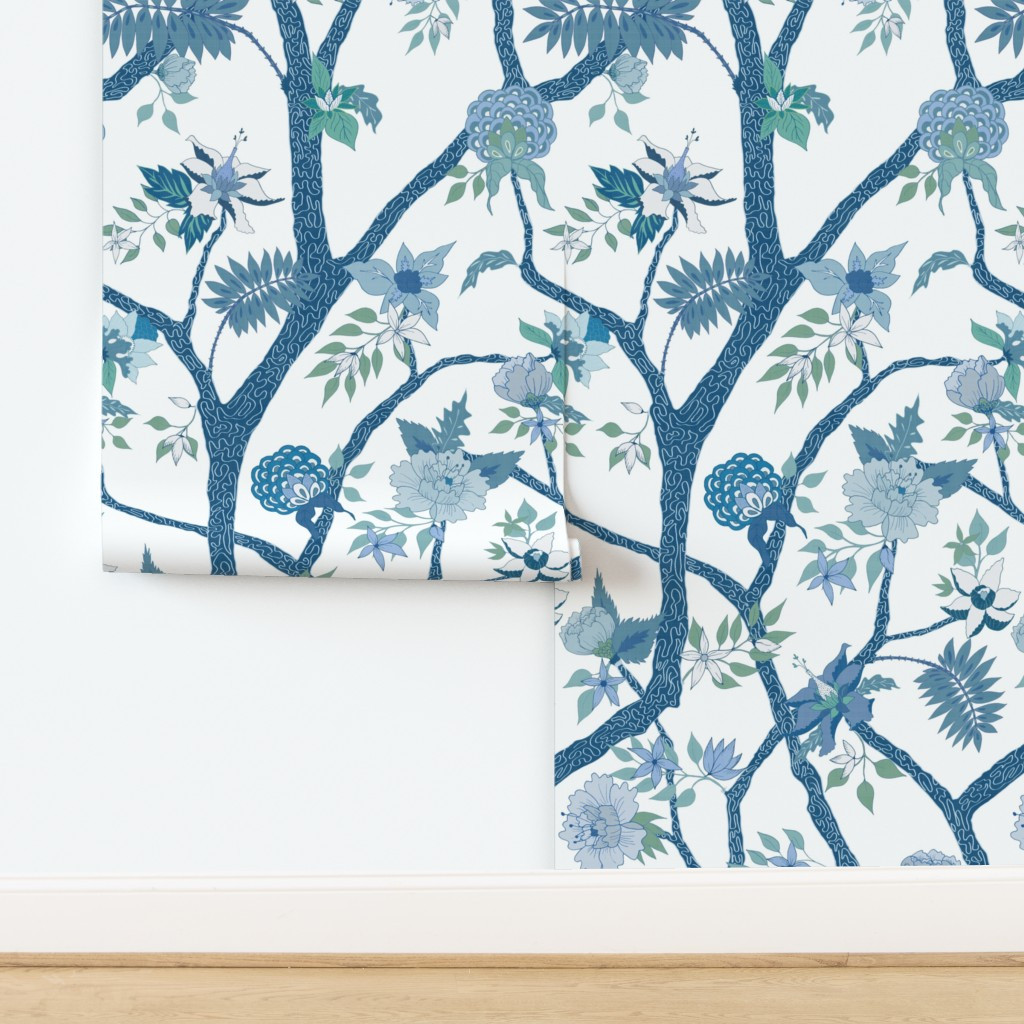 Final Anne Blue and Green Wallpaper | Spoonflower | Spoonflower